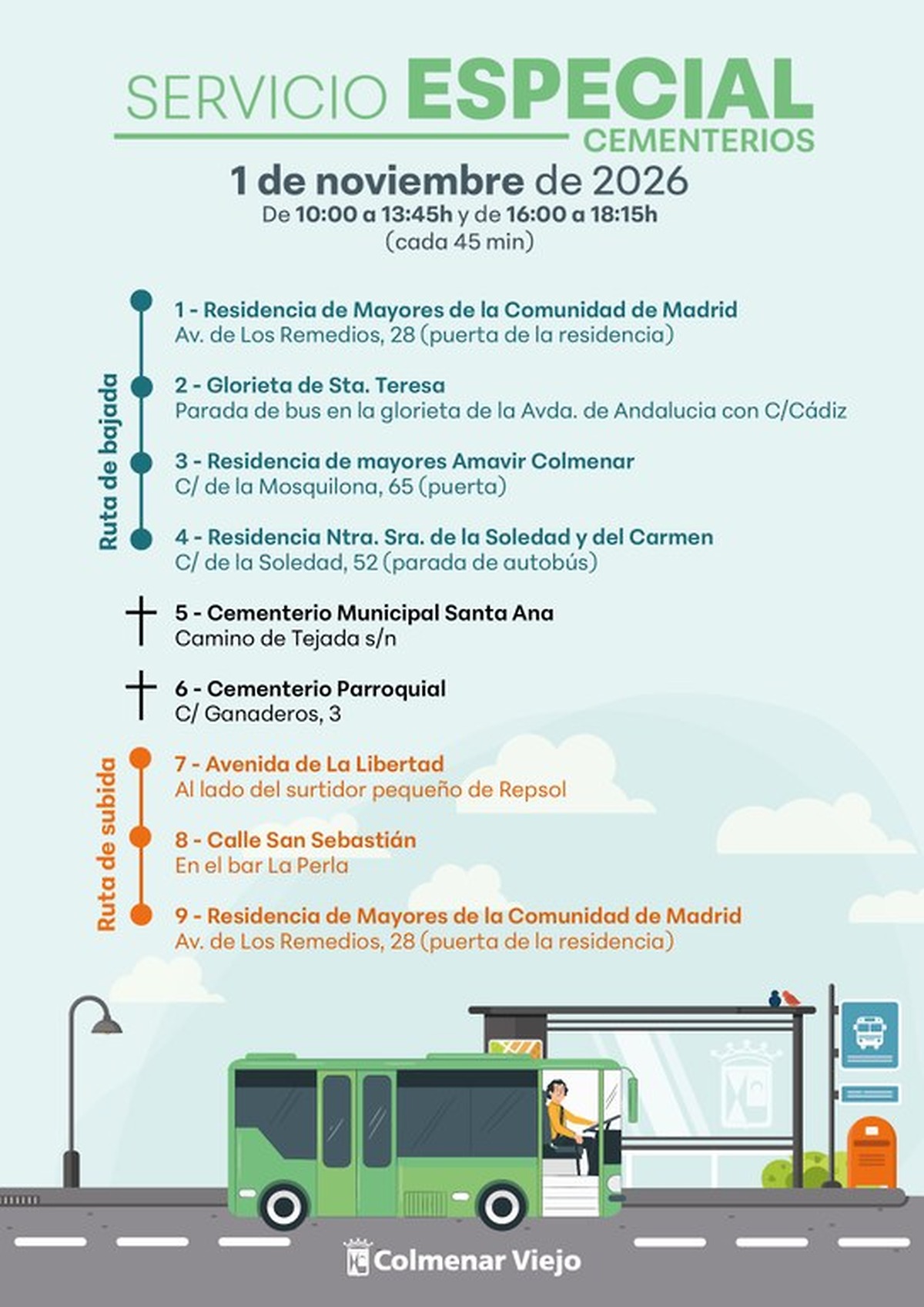 Free bus service for All Saints' Day in Colmenar Viejo