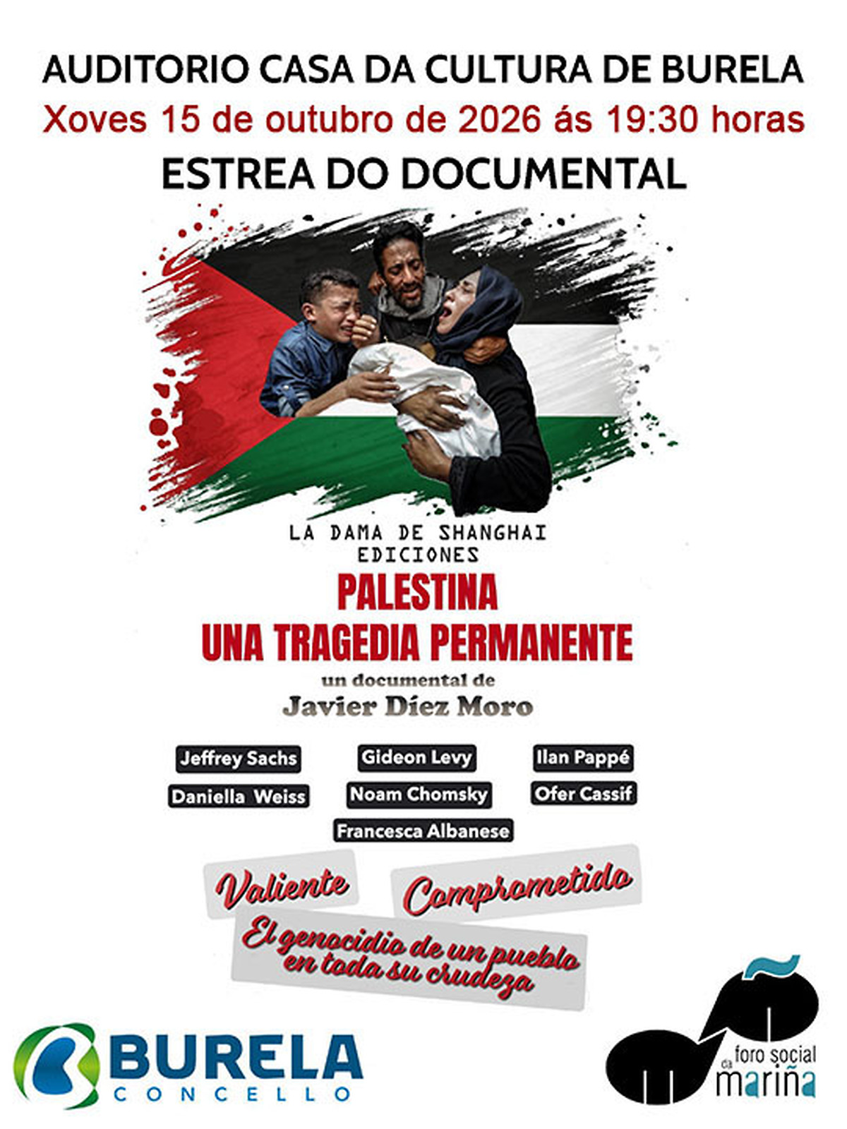 Burela to host screening of documentary 'Palestine, a permanent tragedy' with its director