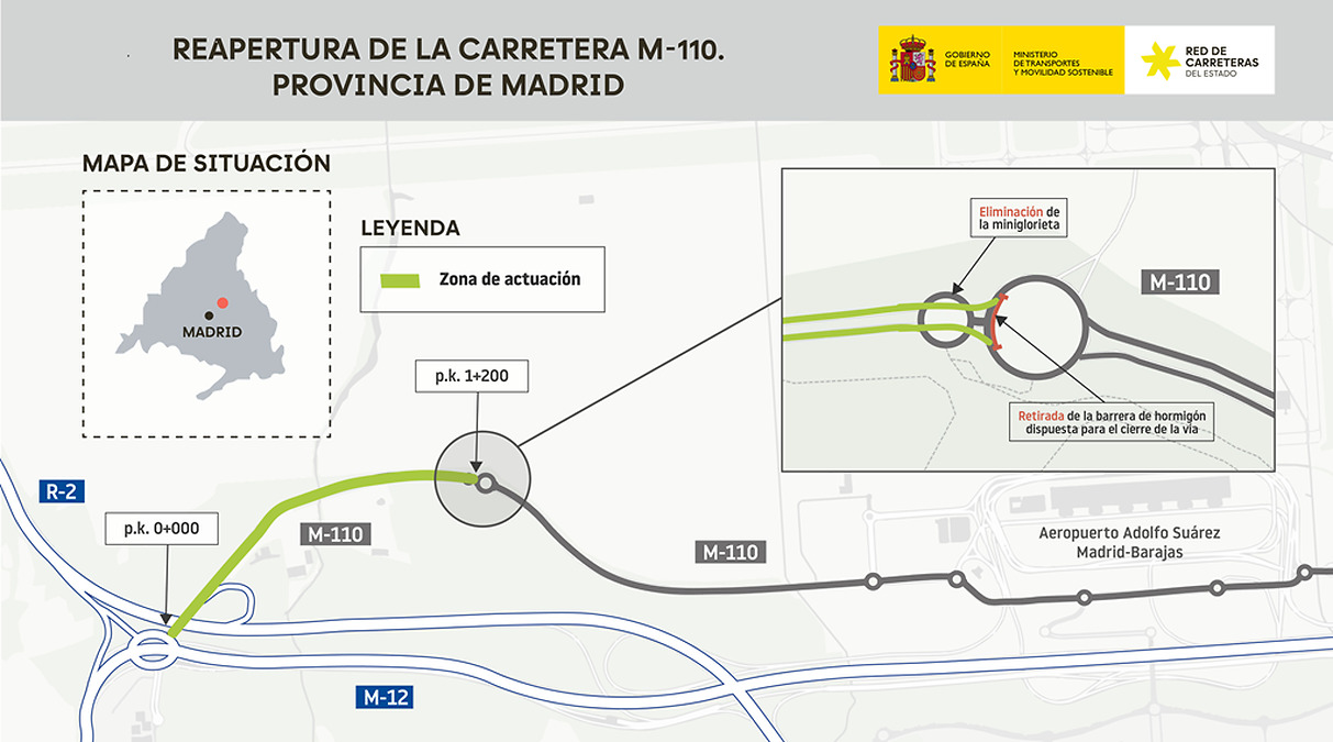 Transport ministry announces contract for reopening M-110 road in Alcobendas